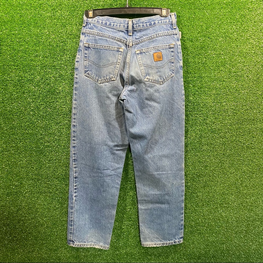 stone washed carhartt denim blue jeans